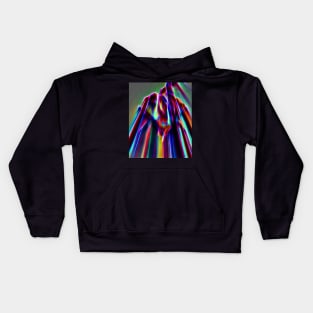 Glowing neon fractal city building Kids Hoodie